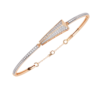 Spearline Pavé – Tapered Triangle Diamond Bangle in 14K Gold