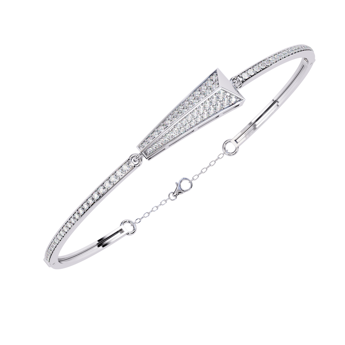 Spearline Pavé – Tapered Triangle Diamond Bangle in 14K Gold