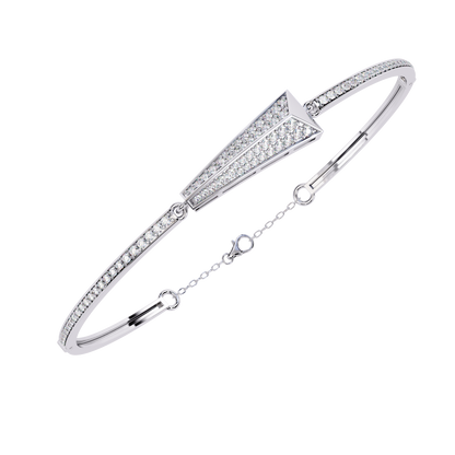 Spearline Pavé – Tapered Triangle Diamond Bangle in 14K Gold