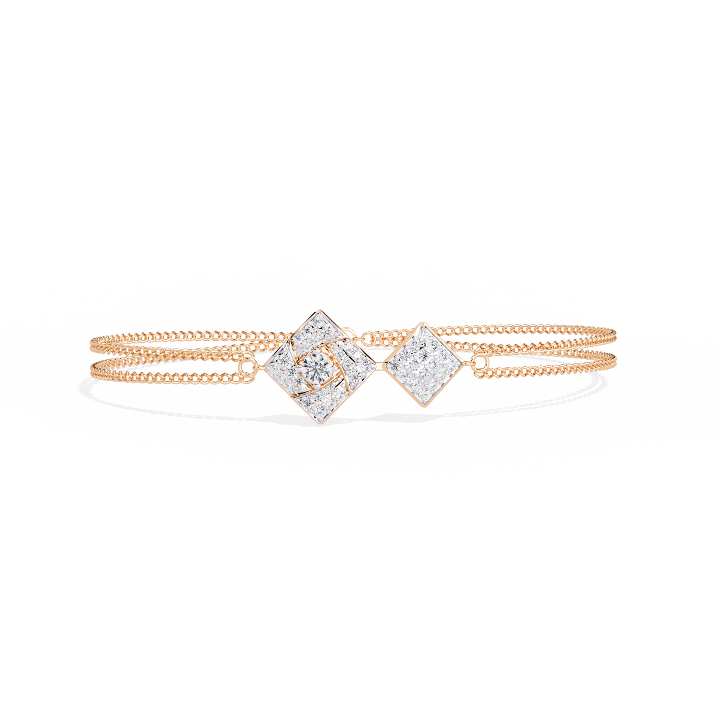 Twin Diamond Tiles – Diamond Modular Connector in 14K Gold