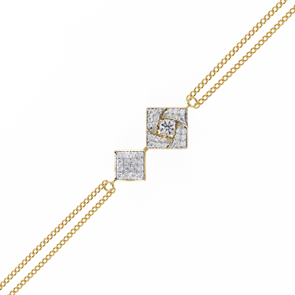 Twin Diamond Tiles – Diamond Modular Connector in 14K Gold