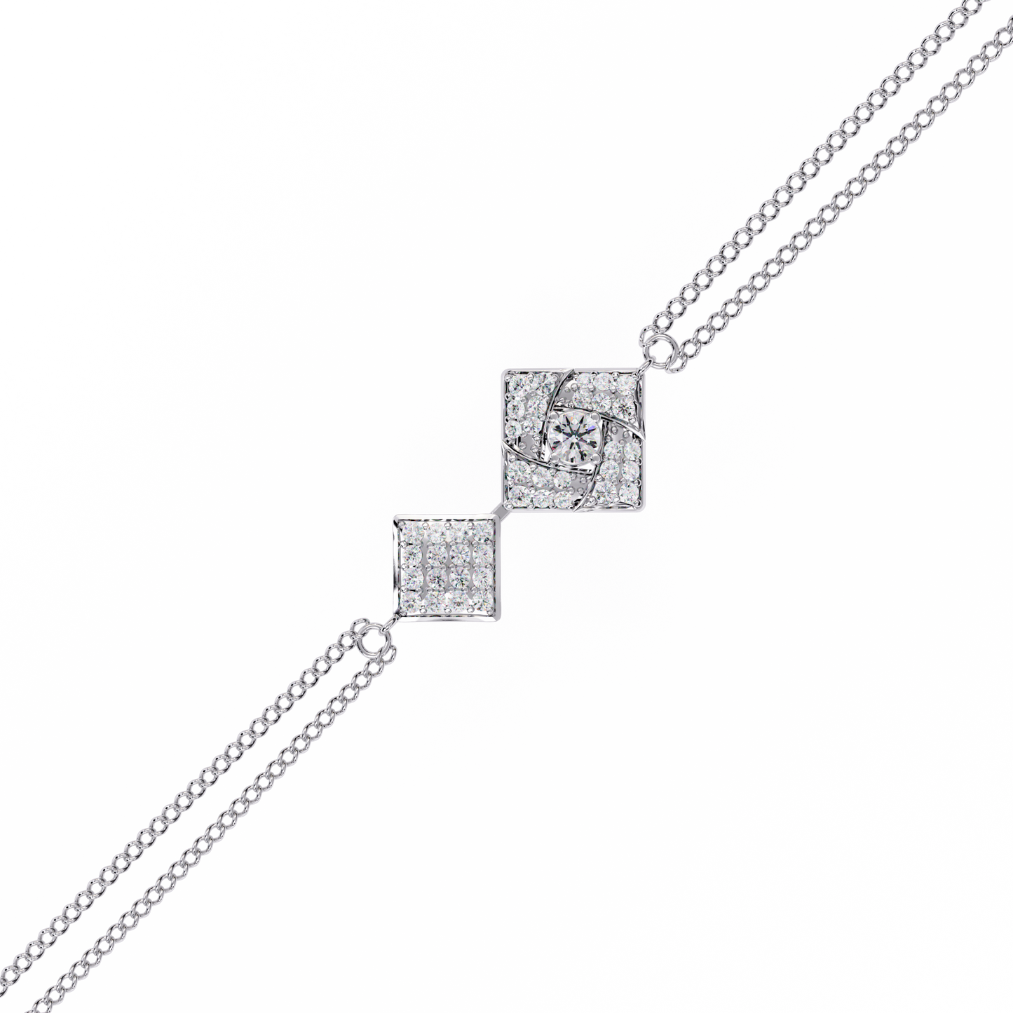 Twin Diamond Tiles – Diamond Modular Connector in 14K Gold