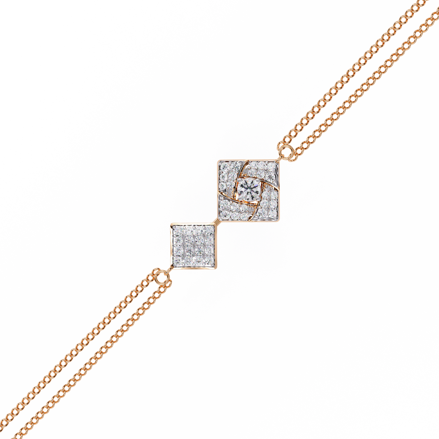 Twin Diamond Tiles – Diamond Modular Connector in 14K Gold