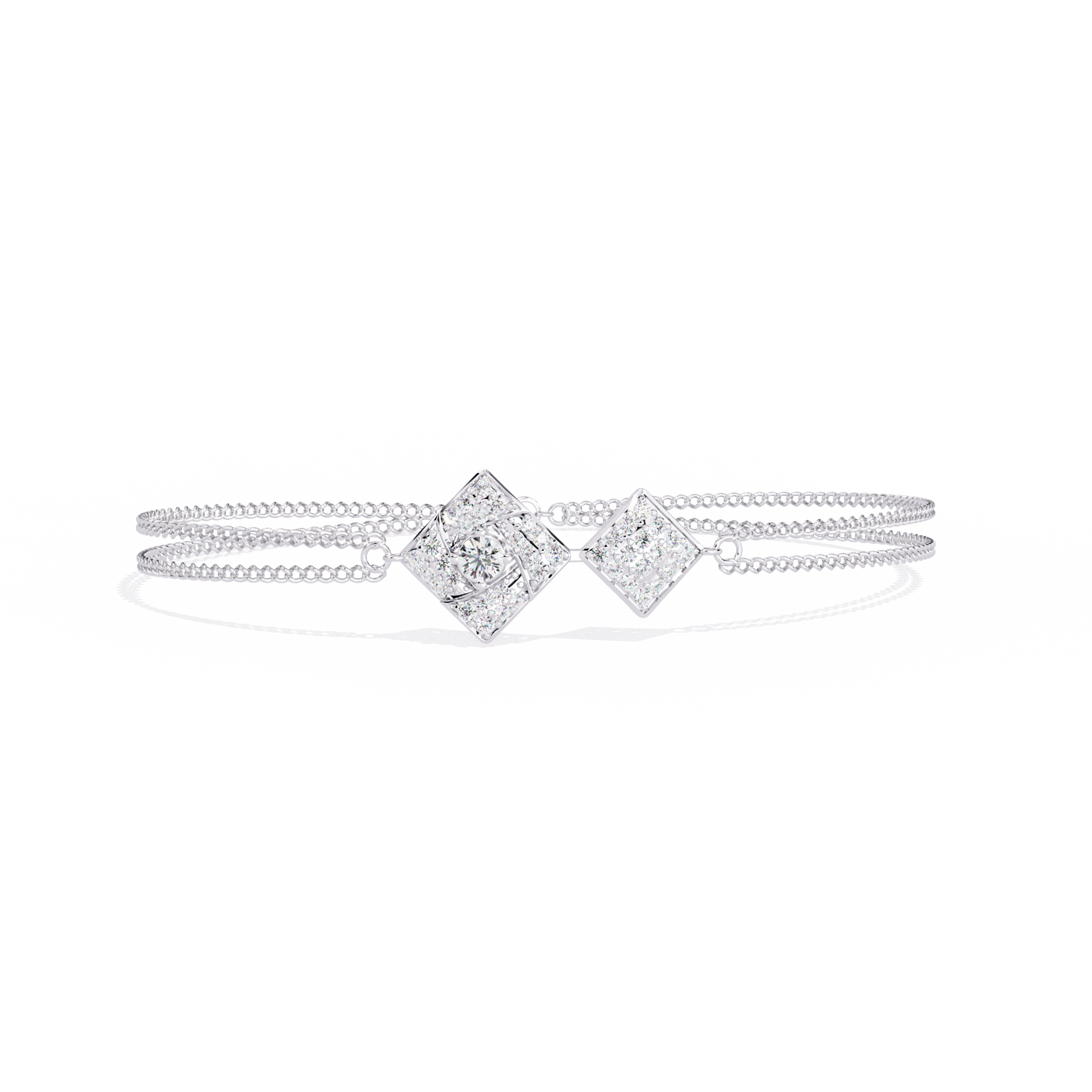 Twin Diamond Tiles – Diamond Modular Connector in 14K Gold