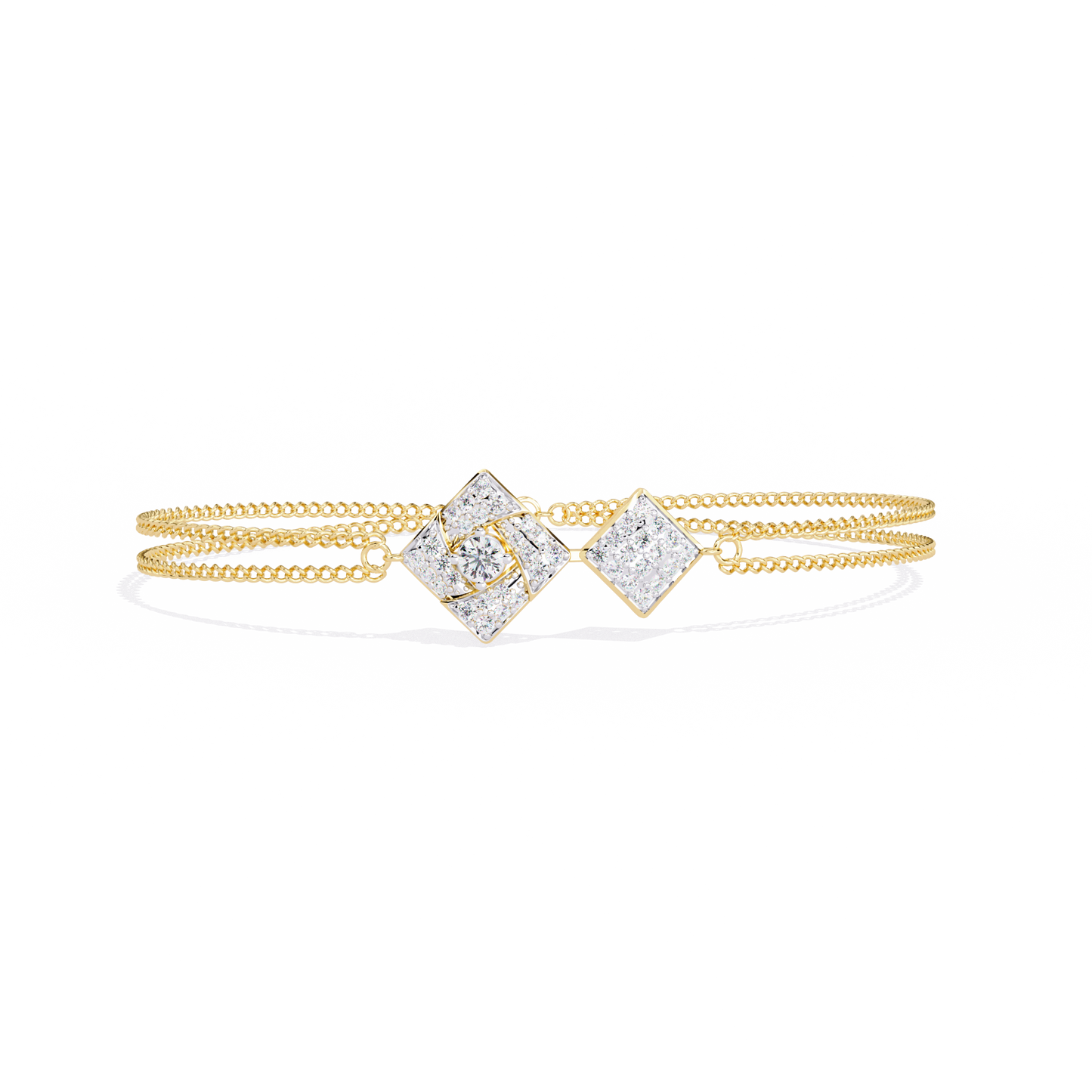 Twin Diamond Tiles – Diamond Modular Connector in 14K Gold