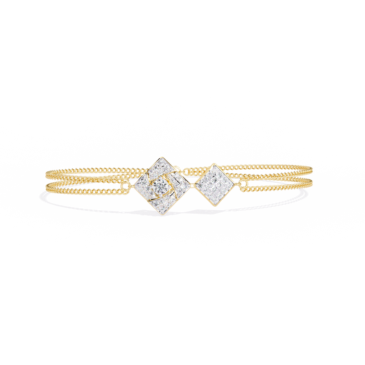 Twin Diamond Tiles – Diamond Modular Connector in 14K Gold