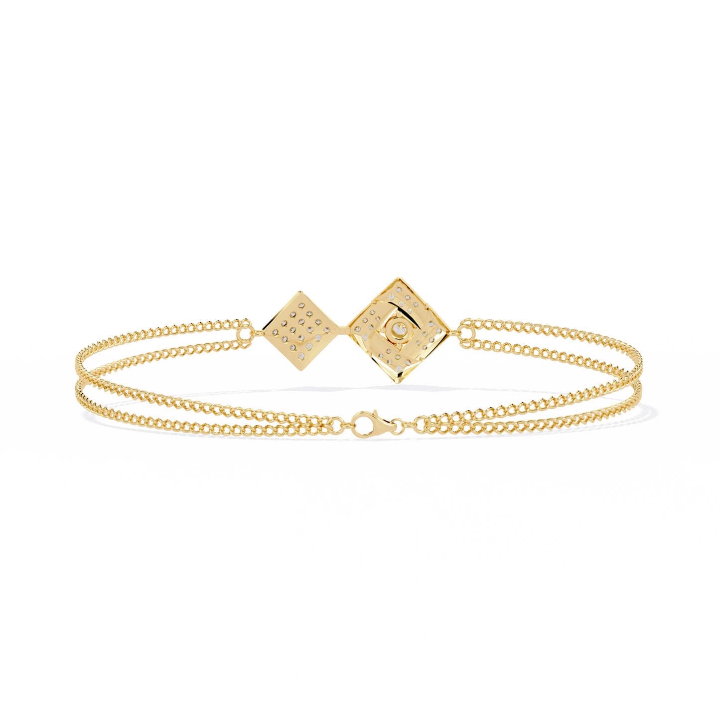 Twin Diamond Tiles – Diamond Modular Connector in 14K Gold