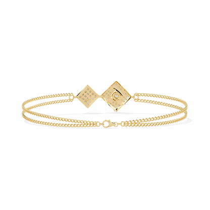 Twin Diamond Tiles – Diamond Modular Connector in 14K Gold