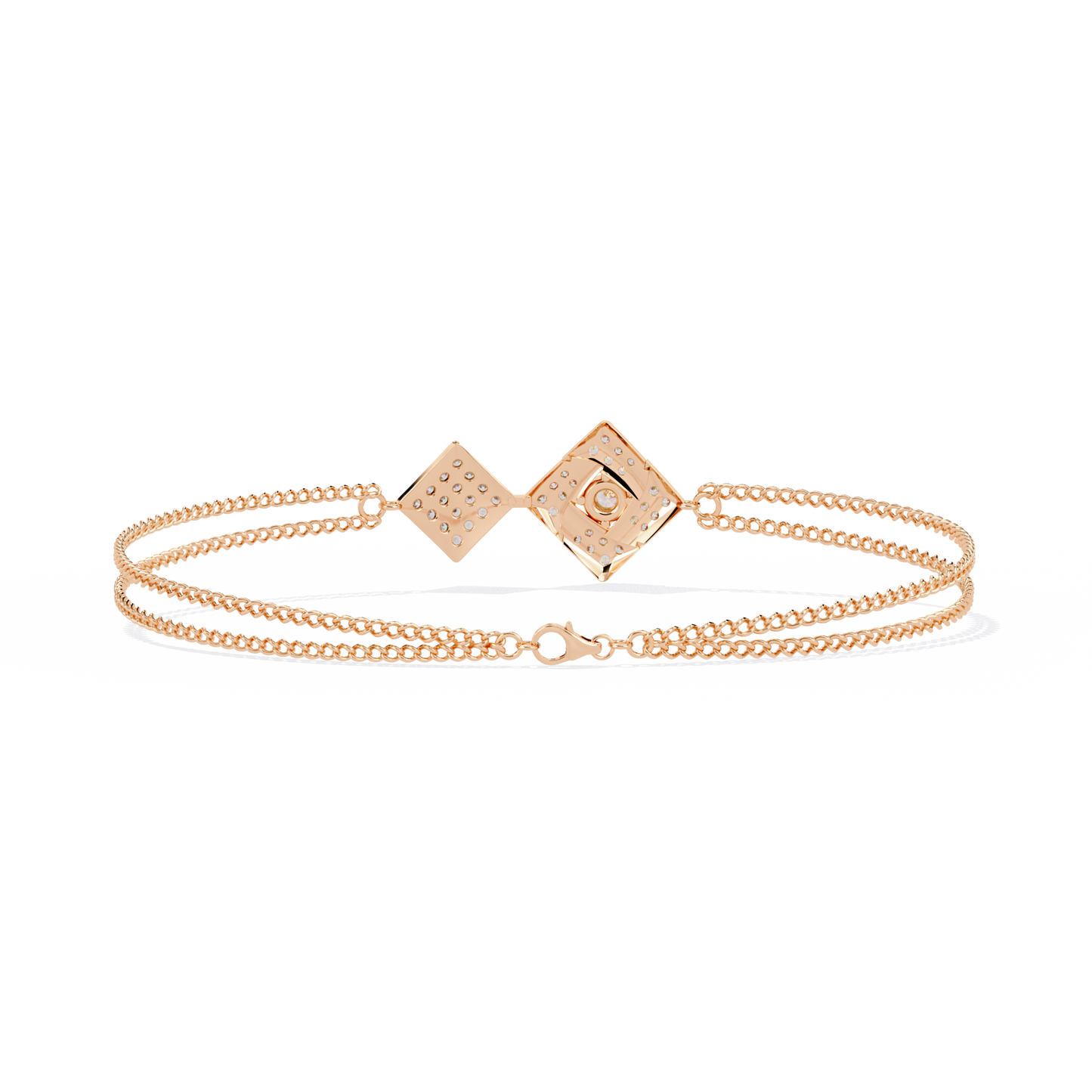 Twin Diamond Tiles – Diamond Modular Connector in 14K Gold