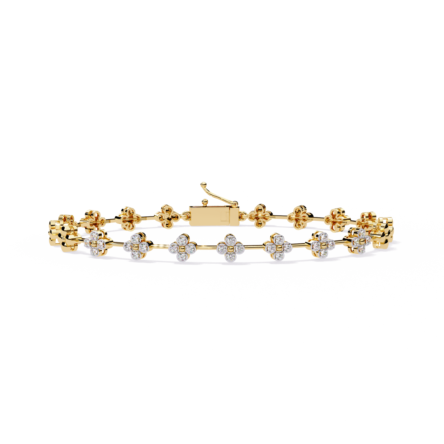 Fleur Charm – Petite Floral Diamond Bracelet in 14K Gold