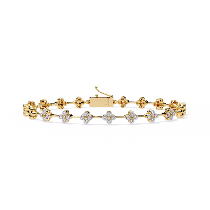 Fleur Charm – Petite Floral Diamond Bracelet in 14K Gold