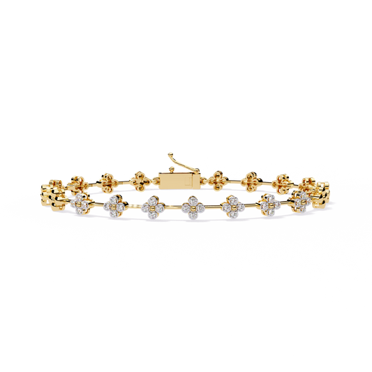 Fleur Charm – Petite Floral Diamond Bracelet in 14K Gold