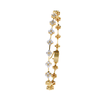 Fleur Charm – Petite Floral Diamond Bracelet in 14K Gold
