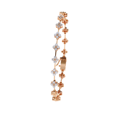 Fleur Charm – Petite Floral Diamond Bracelet in 14K Gold