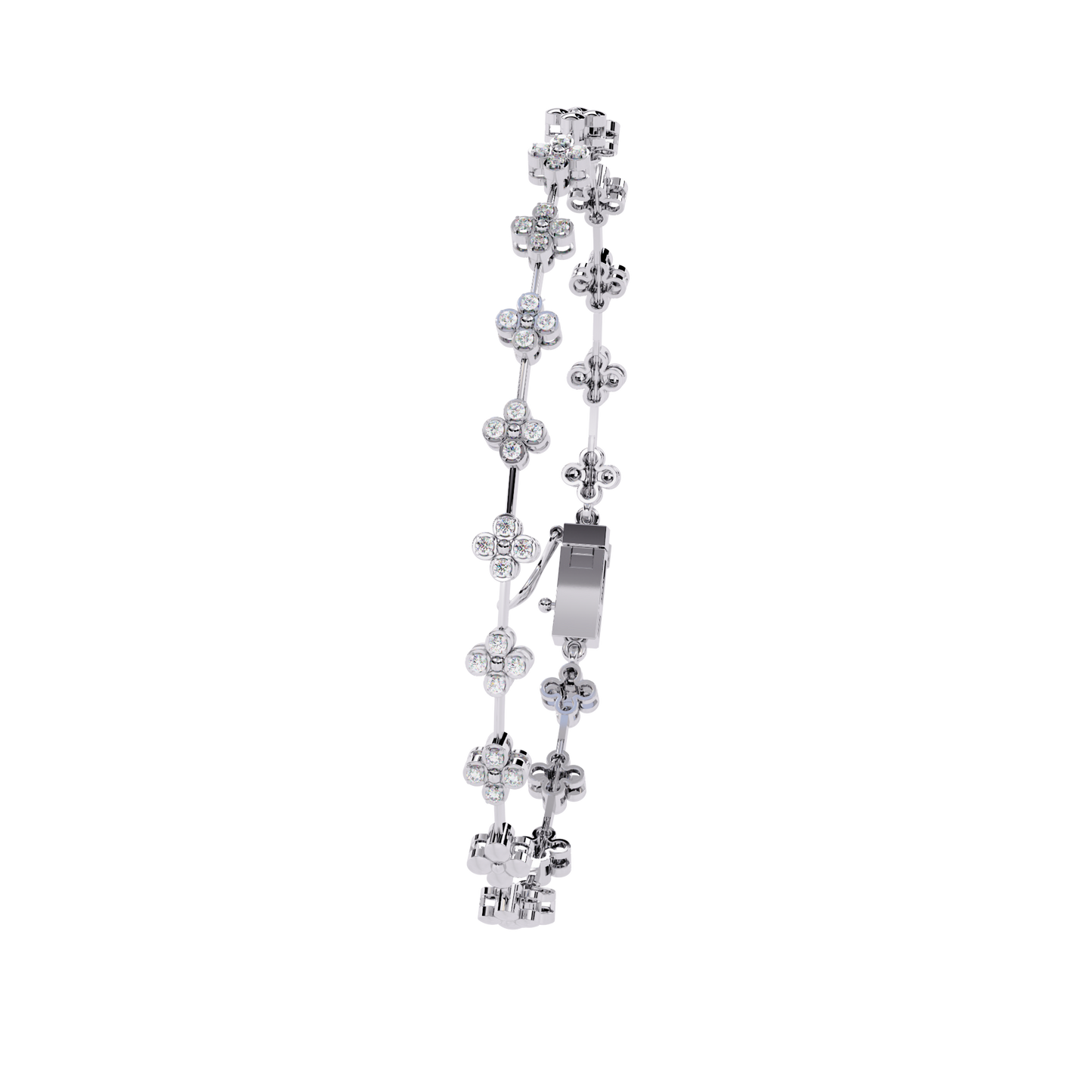 Fleur Charm – Petite Floral Diamond Bracelet in 14K Gold