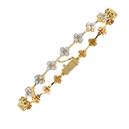 Fleur Charm – Petite Floral Diamond Bracelet in 14K Gold