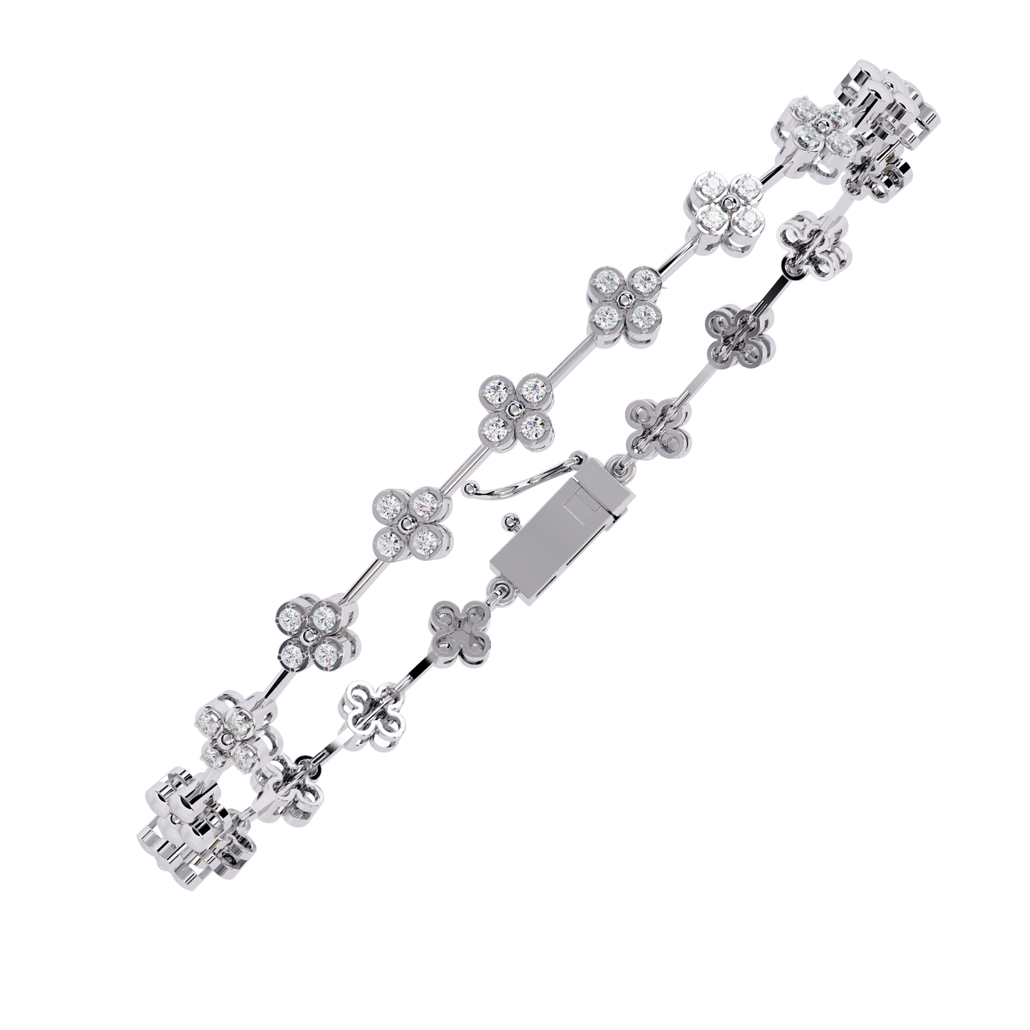 Fleur Charm – Petite Floral Diamond Bracelet in 14K Gold
