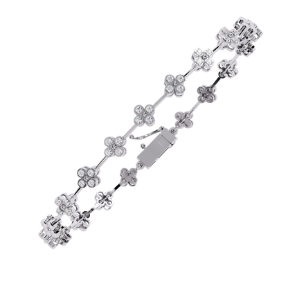 Fleur Charm – Petite Floral Diamond Bracelet in 14K Gold