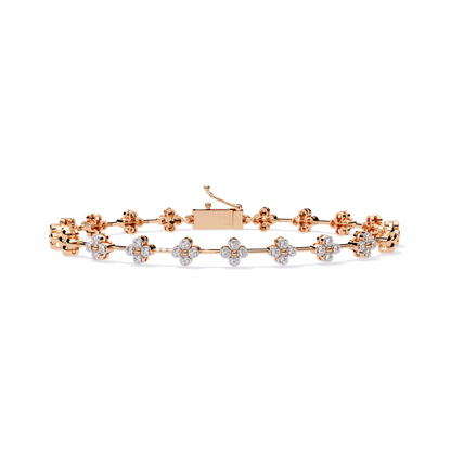 Fleur Charm – Petite Floral Diamond Bracelet in 14K Gold
