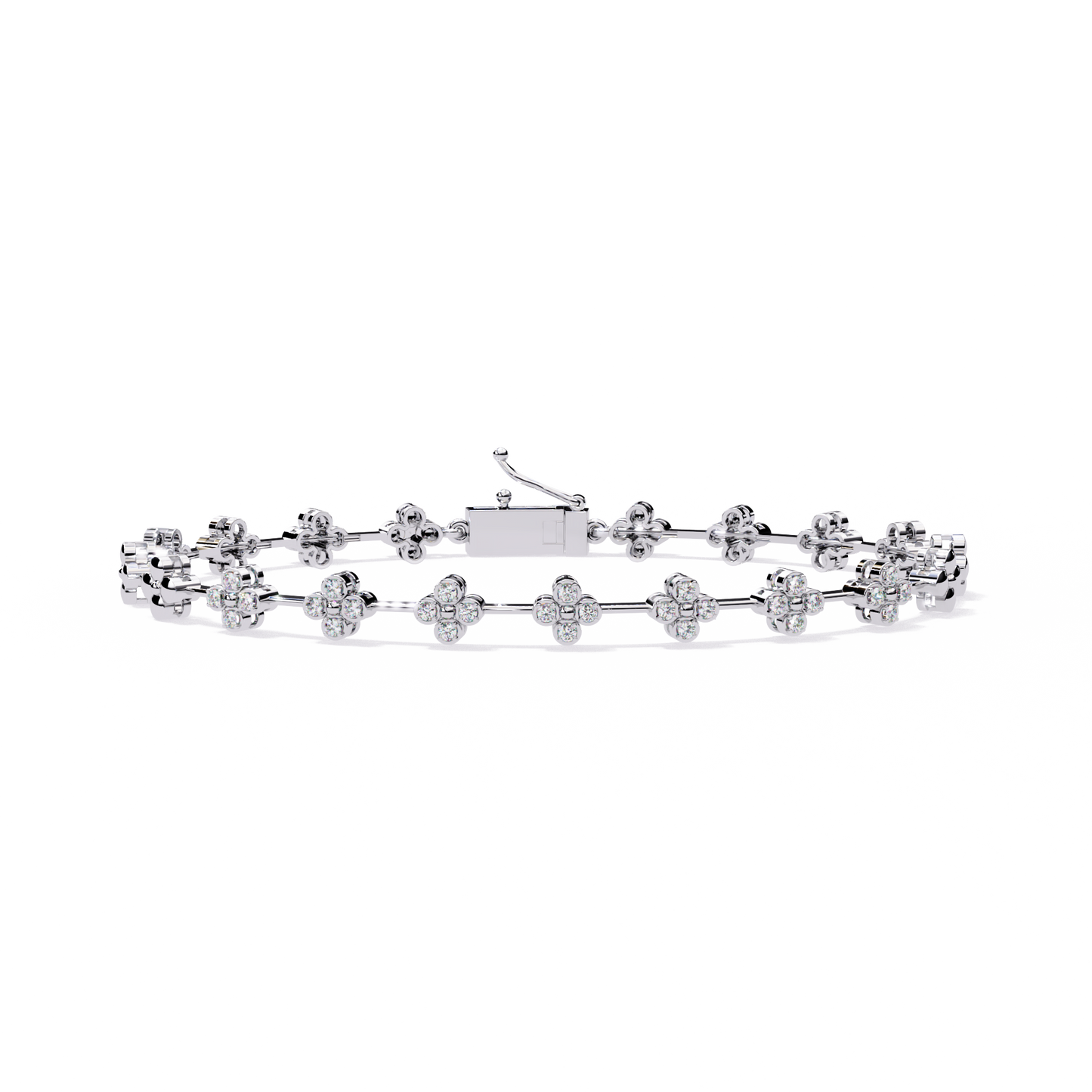 Fleur Charm – Petite Floral Diamond Bracelet in 14K Gold