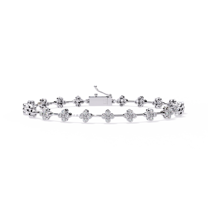 Fleur Charm – Petite Floral Diamond Bracelet in 14K Gold