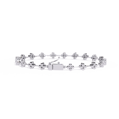 Fleur Charm – Petite Floral Diamond Bracelet in 14K Gold