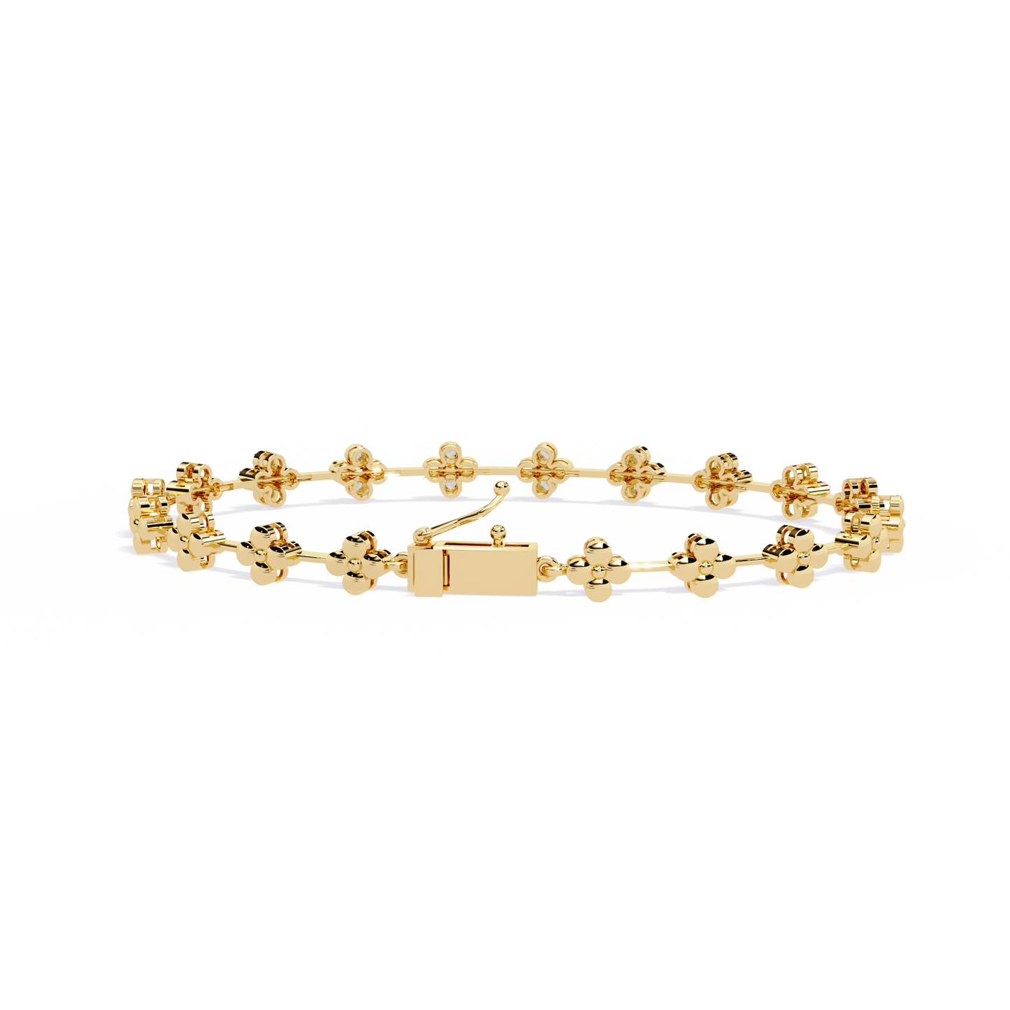 Fleur Charm – Petite Floral Diamond Bracelet in 14K Gold