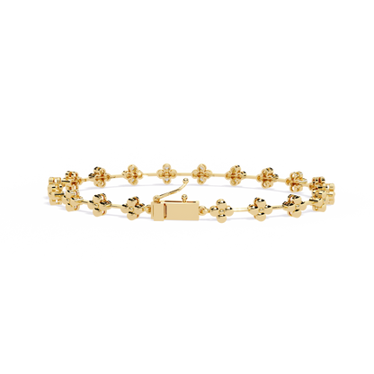 Fleur Charm – Petite Floral Diamond Bracelet in 14K Gold