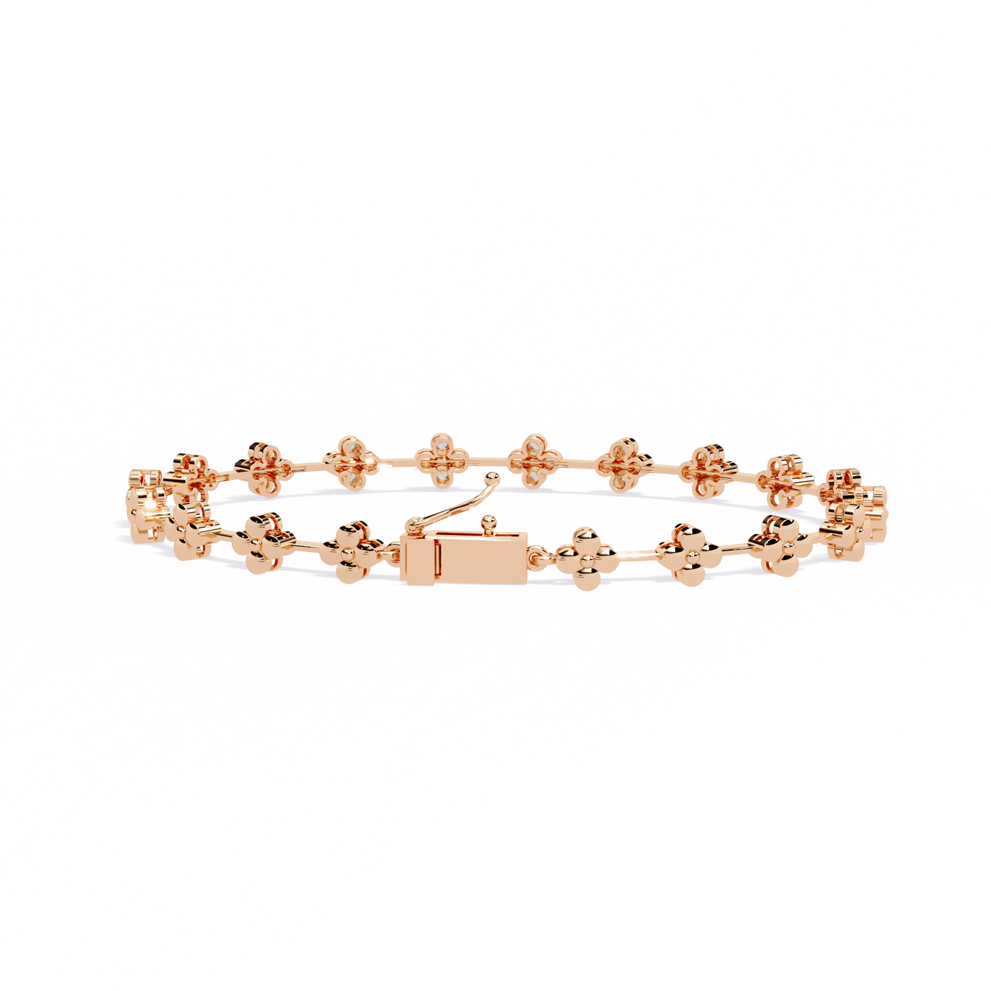 Fleur Charm – Petite Floral Diamond Bracelet in 14K Gold