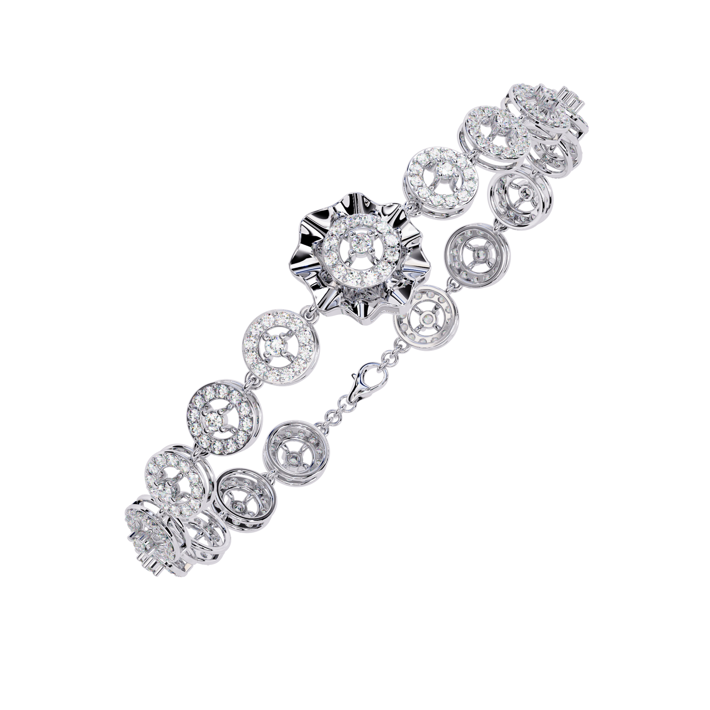 Celestial Radiance – Diamond Circle Link Bracelet in 14K Gold