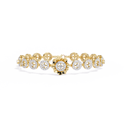 Celestial Radiance – Diamond Circle Link Bracelet in 14K Gold