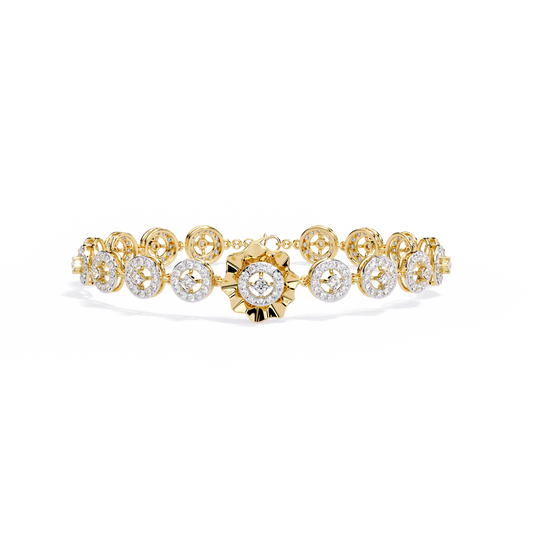 Celestial Radiance – Diamond Circle Link Bracelet in 14K Gold