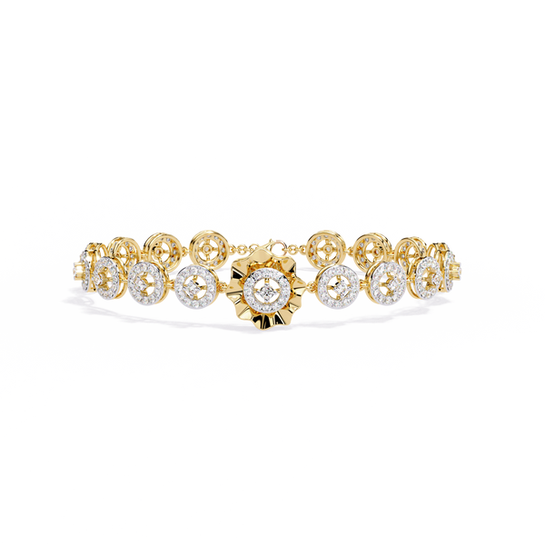 Celestial Radiance – Diamond Circle Link Bracelet in 14K Gold