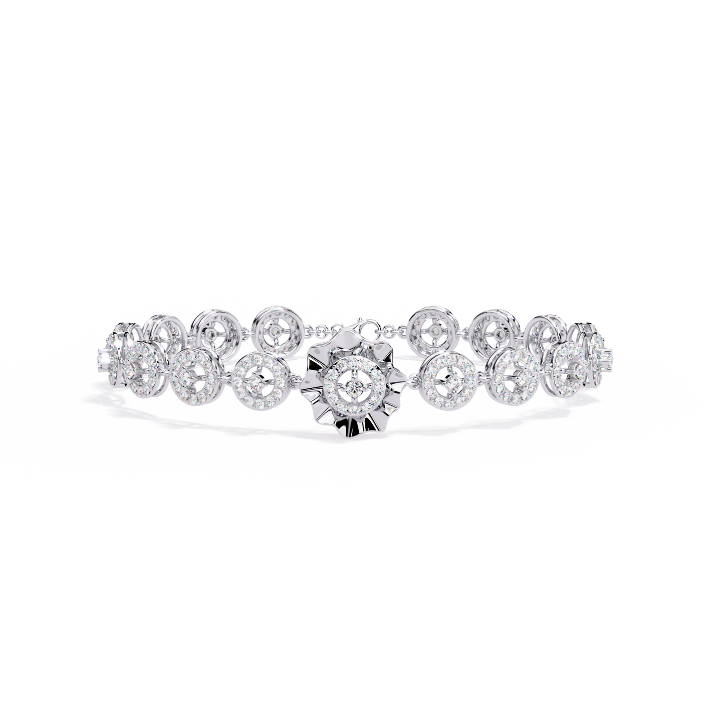 Celestial Radiance – Diamond Circle Link Bracelet in 14K Gold