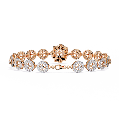 Celestial Radiance – Diamond Circle Link Bracelet in 14K Gold