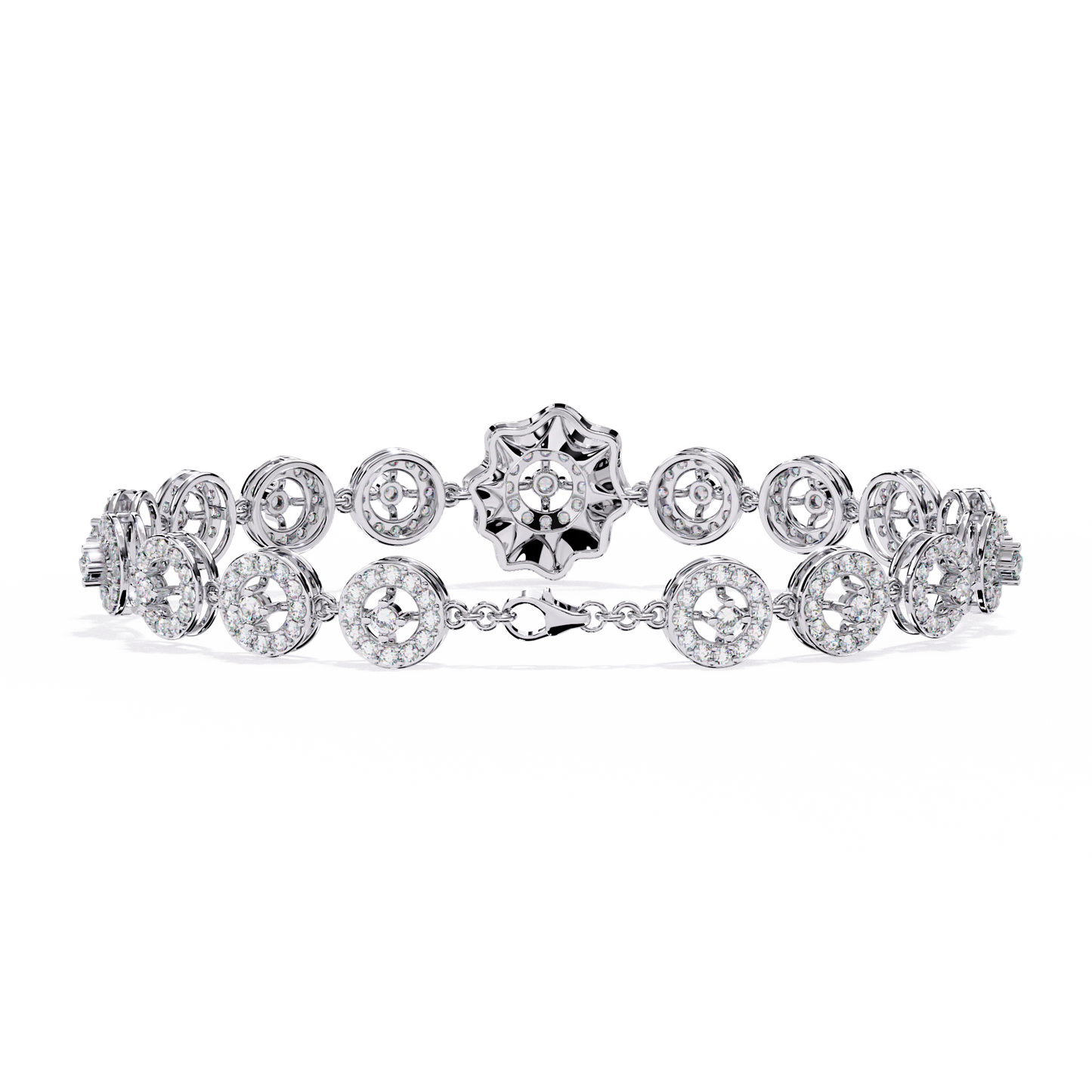 Celestial Radiance – Diamond Circle Link Bracelet in 14K Gold