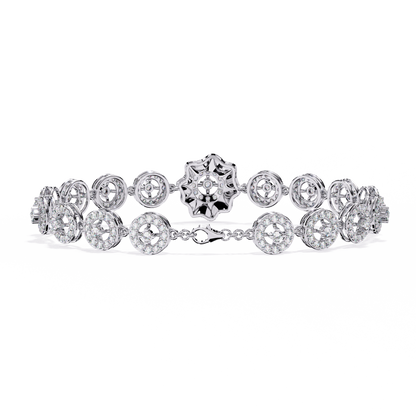 Celestial Radiance – Diamond Circle Link Bracelet in 14K Gold