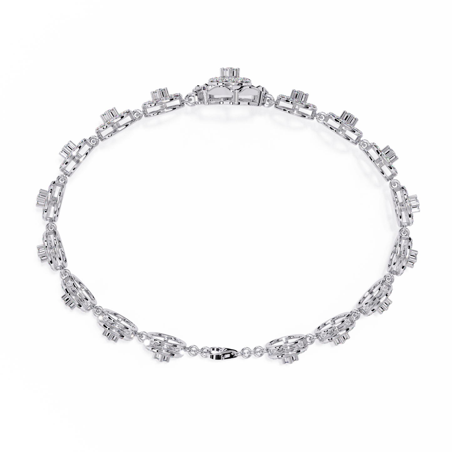 Celestial Radiance – Diamond Circle Link Bracelet in 14K Gold