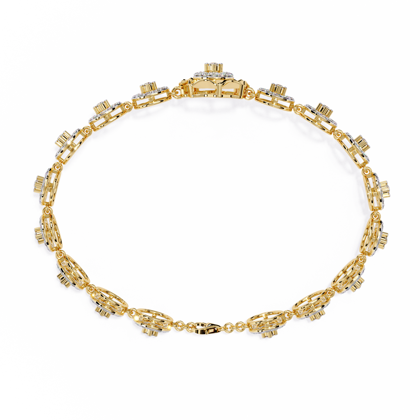Celestial Radiance – Diamond Circle Link Bracelet in 14K Gold