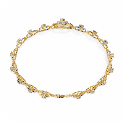 Celestial Radiance – Diamond Circle Link Bracelet in 14K Gold