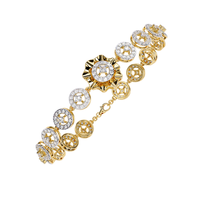 Celestial Radiance – Diamond Circle Link Bracelet in 14K Gold