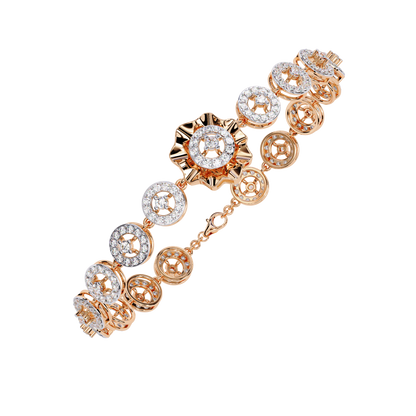 Celestial Radiance – Diamond Circle Link Bracelet in 14K Gold