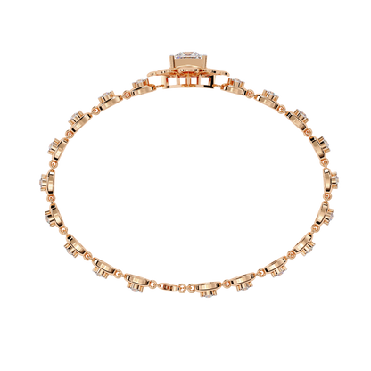 Royal Bloom – Princess Cut Centerpiece Diamond Bracelet in 14K Gold