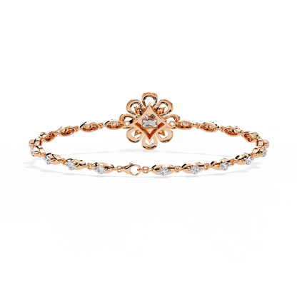 Royal Bloom – Princess Cut Centerpiece Diamond Bracelet in 14K Gold