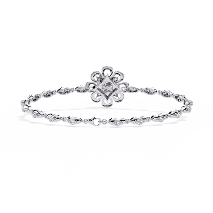 Royal Bloom – Princess Cut Centerpiece Diamond Bracelet in 14K Gold