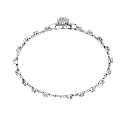 Royal Bloom – Princess Cut Centerpiece Diamond Bracelet in 14K Gold