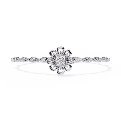 Royal Bloom – Princess Cut Centerpiece Diamond Bracelet in 14K Gold