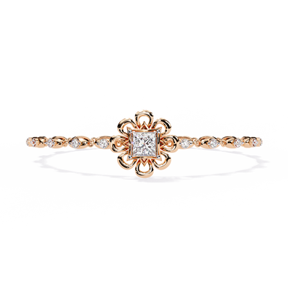 Royal Bloom – Princess Cut Centerpiece Diamond Bracelet in 14K Gold