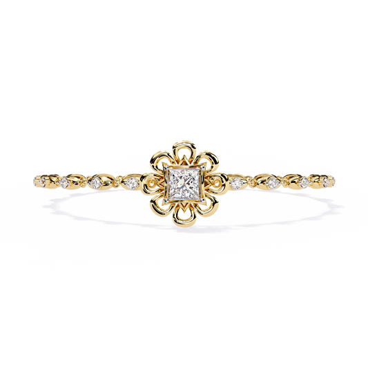 Royal Bloom – Princess Cut Centerpiece Diamond Bracelet in 14K Gold