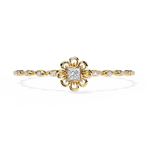 Royal Bloom – Princess Cut Centerpiece Diamond Bracelet in 14K Gold